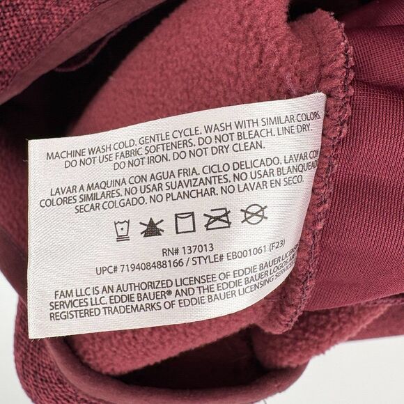 Eddie Bauer Mens Snap Pullover Fleece Sweater Long Sleeve Red Heather Size Large - Picture 9 of 9